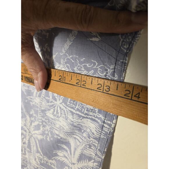 Rip Curl Hawaiian Shirt Blue Mens Light Blue White Palm Trees Short Sleeve Sz L - Picture 6 of 8